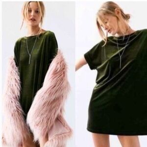 NWOT 🍀Ecoté Green Velour Mini Dress